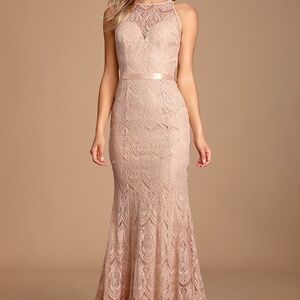 Lulu's Dorie Blush Pink Lace Maxi Dress - Small NWT